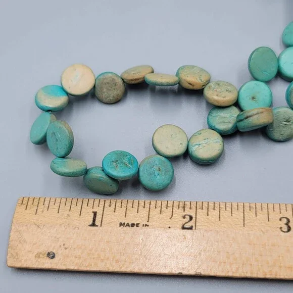 Vintage Coir Coconut Beads Necklace Blue Dyed Beach Theme 16"-18" - Picture 5 of 5